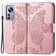 Etui z klapką do Xiaomi 12 Pro, Butterfly, różowe rose gold