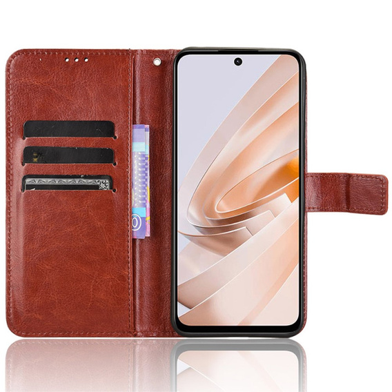 Etui z klapką do Xiaomi Redmi 13, Crazy Horse Wallet, brązowe