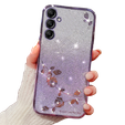 Etui do Samsung Galaxy A15, Glitter Flower, fioletowe + szkło