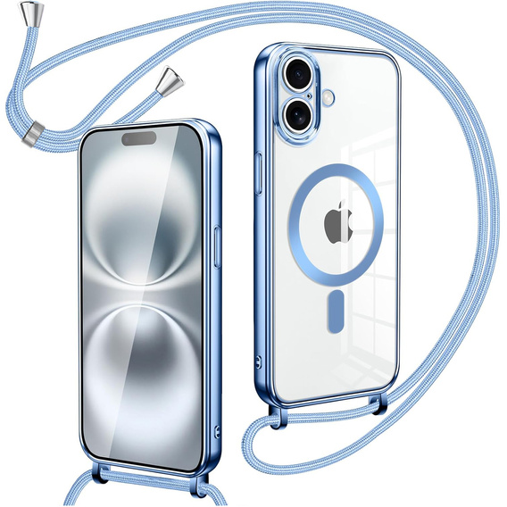 Etui do iPhone 17, Electro MagSafe, niebieskie + Smycz