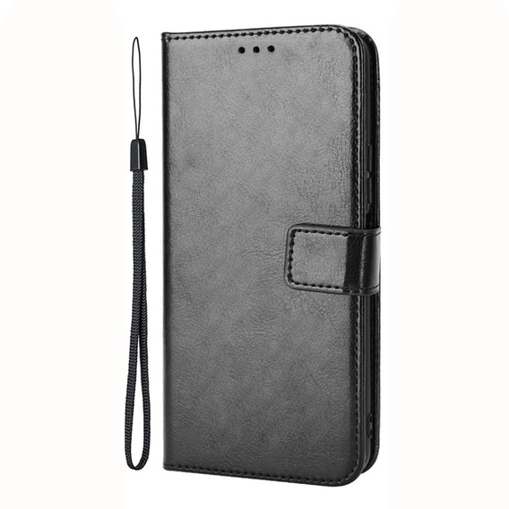 Zestaw Etui z klapką do Xiaomi Redmi Note 12 Pro+ 5G, Crazy Horse Wallet, czarne + Szkło