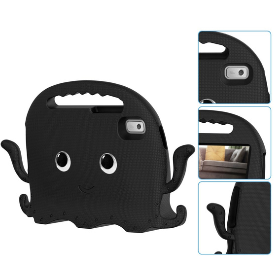 Etui dla dzieci do Lenovo Tab M9, z rączką, ośmiornica, czarne