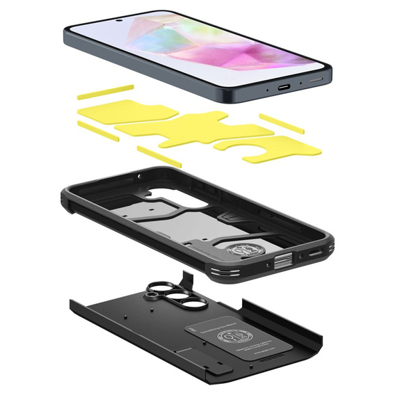 Etui Spigen do Samsung Galaxy  A35 5G, Tough Armor, Czarne + Szkło