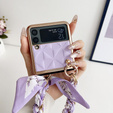 Etui do Samsung Galaxy Z Flip4 5G, Grid Leather, fioletowe