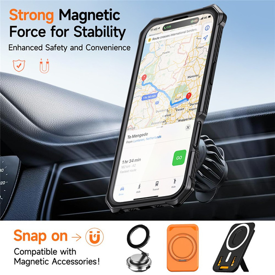 Etui ochronne do iPhone 17 Pro Max do MagSafe, z podstawką, czarne