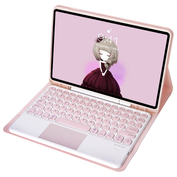 Etui z klawiaturą do Samsung Galaxy Tab S6 Lite 10.4" 2020/2022/2024, Touchpad Pen Slot, różowe rose gold