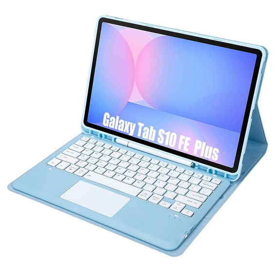 Etui z klawiaturą Bluetooth i touchpadem do Samsung Galaxy Tab S10 FE+ Plus X620/X626B – niebieskie