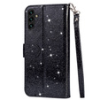 Etui z klapką do Samsung Galaxy A35 5G, Wallet Zipper Pocket Glittery, czarne