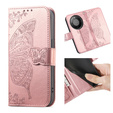 Etui z klapką do Honor Magic 8 Lite, Butterfly, różowe