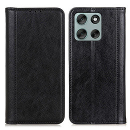 Etui z klapką do Motorola Moto G56 5G, Split Leather, czarne