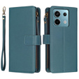 Etui z klapką do Xiaomi Redmi Note 13 Pro 4G / Xiaomi Redmi Note 14S / Xiaomi Poco M6 Pro 4G, Wallet Zipper Pocket, zielone