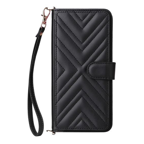 Etui z klapką do Xiaomi Poco F7 Ultra, Crossbody Leather Wallet, czarne