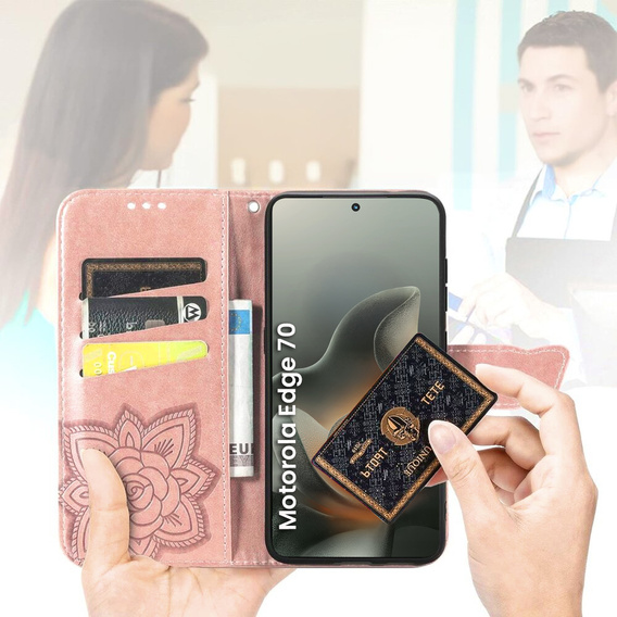 Etui z klapką do Motorola Edge 70, Butterfly, różowe