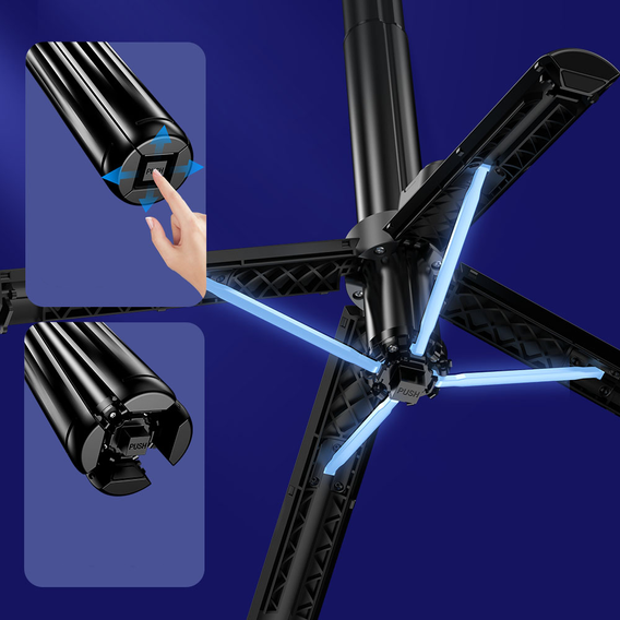 Blavec Selfie Stick Aluminium Fusion P07 z MagSafe, statywem, pilotem i 2 lampami – 1,4 metra