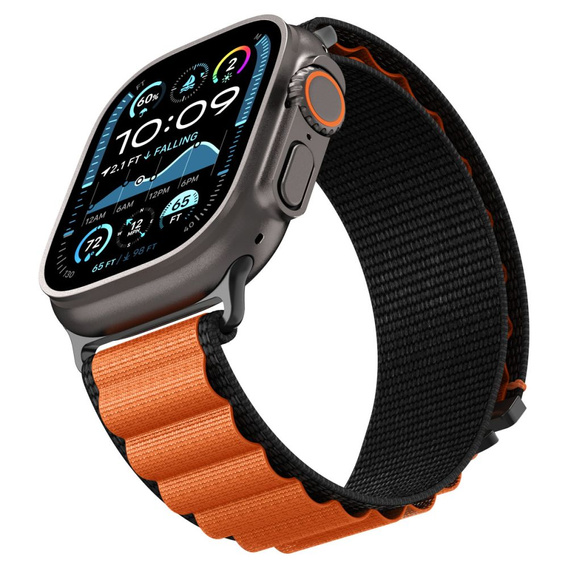 Pasek Spigen WBF1 Band do Apple Watch 1/2/3/4/5/6/7/8/9/10/11/SE/Ultra 1/2/3 42/44/45/46/49mm – Czarny / Pomarańczowy