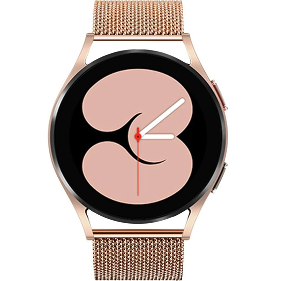 Bransoleta Milanese + Etui z osłoną na ekran do Samsung Galaxy Watch Active 2 40mm, Różowe złoto