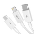 Baseus kabel 3‑w‑1 Superior 1,5 m (USB‑Lightning‑USB‑C‑Micro USB) - Biały