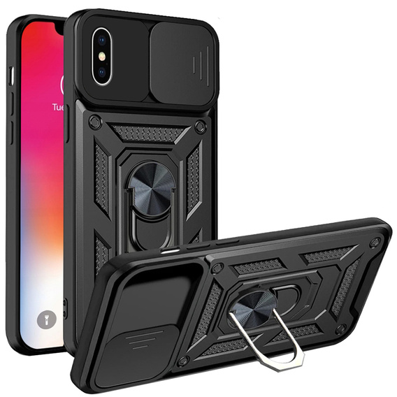 Etui pancerne do iPhone X / XS, CamShield Slide, czarne