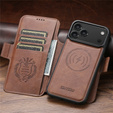 Etui z klapką 2w1 SUTENI do iPhone 17 Pro, do MagSafe, brązowe