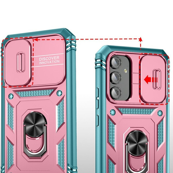 Etui do Samsung Galaxy A54 5G, Slide Lens Lid, Różowe / zielone