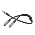 Hoco UPA21 Kabel AUX 2w1 Jack 3,5 mm (męski) do 2 × Jack 3,5 mm (żeński) 0,25 m -  szary