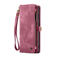 Etui CASEME do Samsung Galaxy S25 Ultra, Retro Leather Wallet, z paskiem, czerwone