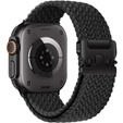 Pleciony Pasek Nylonowy z Klamrą do Apple Watch 1/2/3/4/5/6/7/8/9/10/11/SE 38/40/41/42mm – Czarny