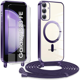 Etui do Samsung Galaxy S23 FE, Electro MagSafe, fioletowe + Szkło na ekran + Smycz