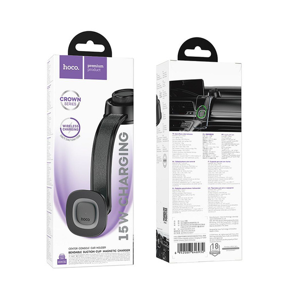 Uchwyt na telefon do samochodu indukcyjny Hoco HW31 15W do deski - czarny