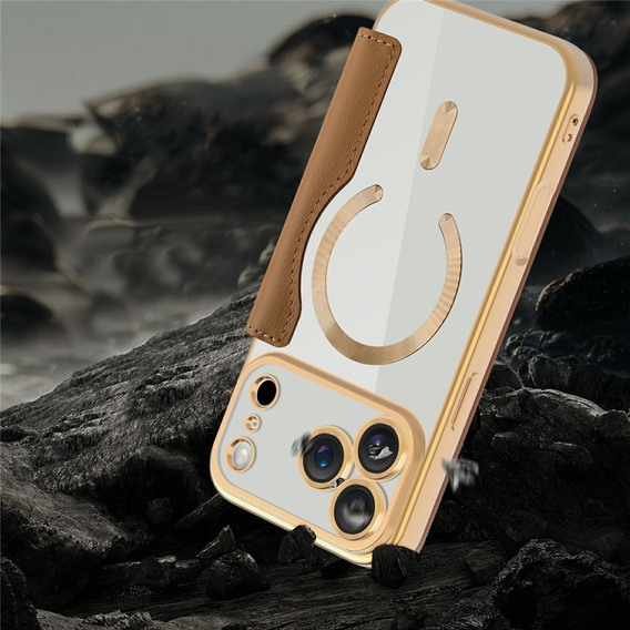 Etui z klapką do iPhone 17 Pro Max, RFID Wallet MagSafe z ochroną aparatu, brązowe