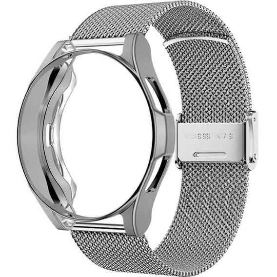 Bransoleta + Etui z Osłoną na Ekran do Samsung Galaxy Watch 6 40mm, Srebrna