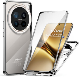 Etui do Vivo X200 Pro 5G, Magnetic Dual Glass, srebrne