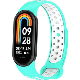 Pasek Silikonowy do Xiaomi Smart Band 10 / 9 / 8, Turkusowy / Biały