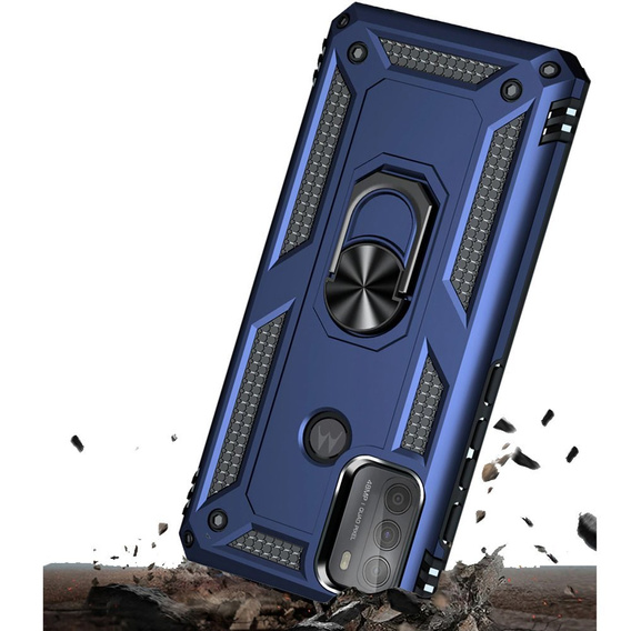 Etui pancerne do Motorola Moto G50, Nox Case Ring, niebieskie