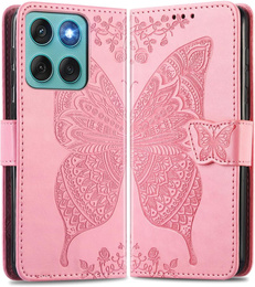 Etui z klapką do Motorola Edge 60 Fusion, Butterfly, różowe rose gold