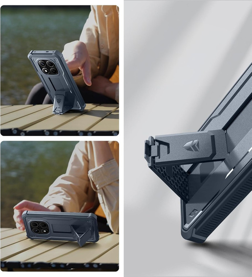 Dexnor wytrzymałe etui do Xiaomi Redmi Note 14 Pro 5G / POCO X7 5G z podstawką - niebieskie