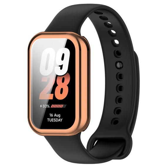 2w1 Etui z Osłoną do Xiaomi Redmi Smart Band 2 / Xiaomi Smart Mi Band 8 Active, Różowe złoto