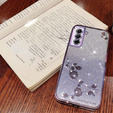 Etui do Samsung Galaxy S21 FE, Glitter Flower, fioletowe