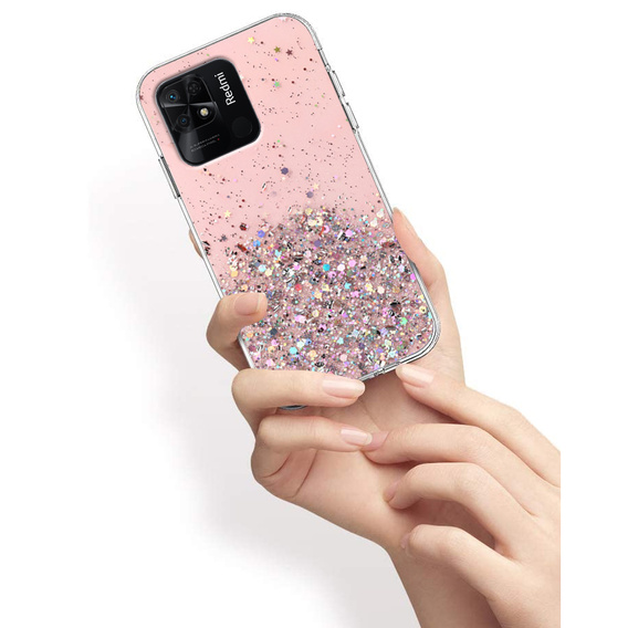 Etui do Xiaomi Redmi 10C, Glittery, różowe