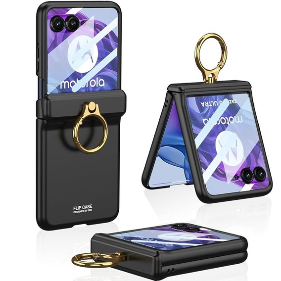 Etui do Motorola Razr 50 Ultra, Ring Holder, czarne