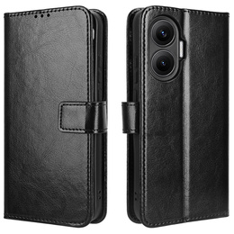 Etui z klapką do Xiaomi Poco F7, Crazy Horse Wallet - czarne