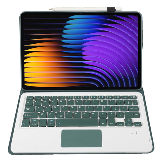 Etui z klawiaturą do Xiaomi Pad 7 / 7 Pro, TouchPad, zielone