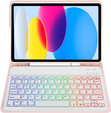 Etui z podświetlaną klawiaturą bluetooth do iPad 11" 2025 A16 (11 gen.) / iPad 10.9" 2022 (10 gen.), różowe