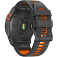 Pasek Silikonowy QuickFit do Garmin Fenix 22mm, Szary / Pomarańczowy