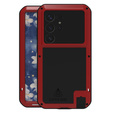 Etui Love Mei do Samsung Galaxy S25 Ultra, pancerne ze szkłem, czerwone