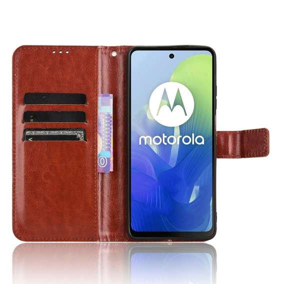 Etui z klapką do Motorola Moto E14, Crazy Horse Wallet, brązowe