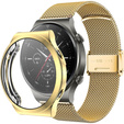 Bransoleta Milanese + Etui z osłoną na ekran do Huawei Watch GT 2 Pro, Złoty