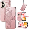 Etui z klapką do Honor 400 5G, Butterfly, różowe rose gold