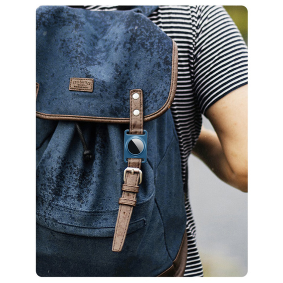 Etui do Apple AirTag 2 / 1, aluminiowe, z karabińczykiem, niebieskie