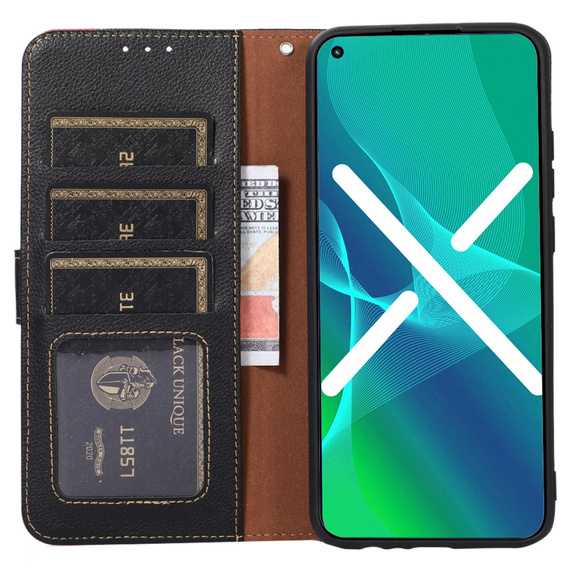 Etui z klapką do Motorola Edge 40 5G, KHAZNEH RFID, czarne / czerwone